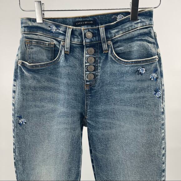 NWOT LUCKY BRAND Denim Jeans Ava Mid Rise Skinny Embroidered Flowers Size 25 - Picture 10 of 15